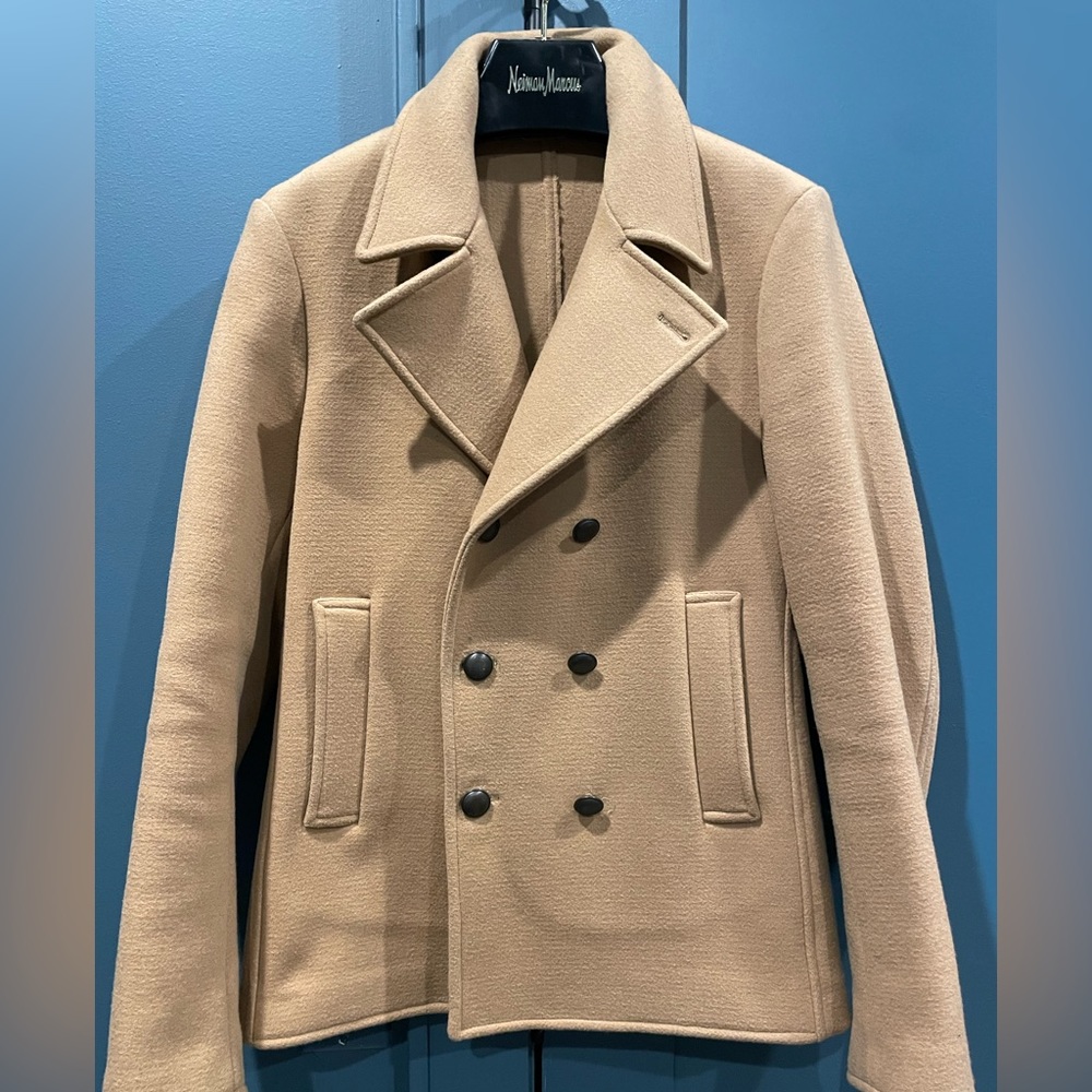 Camel Pea coat from Tomas Mair